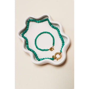 Armband - Seagreen beads gold