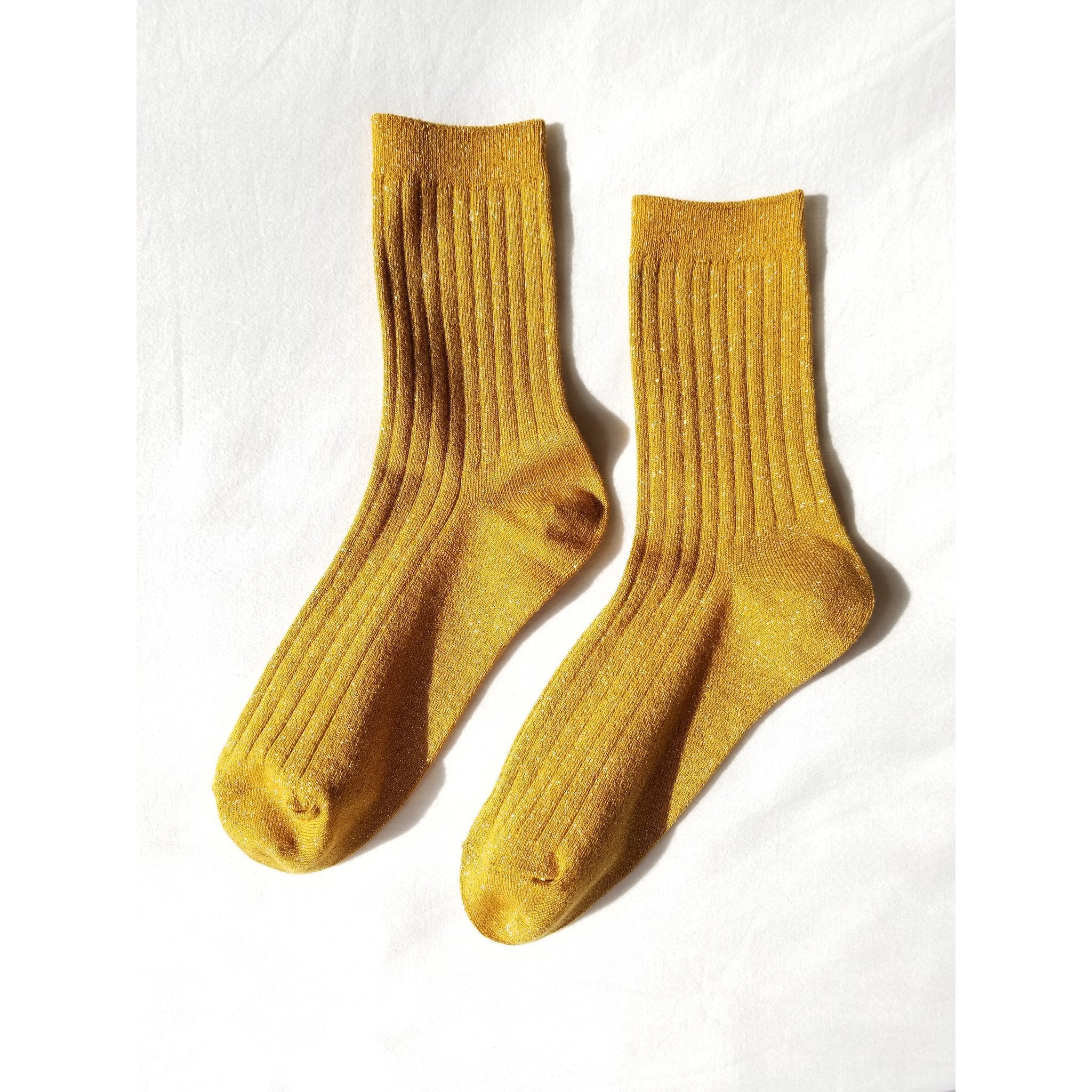 Her Socks - mustard glitter