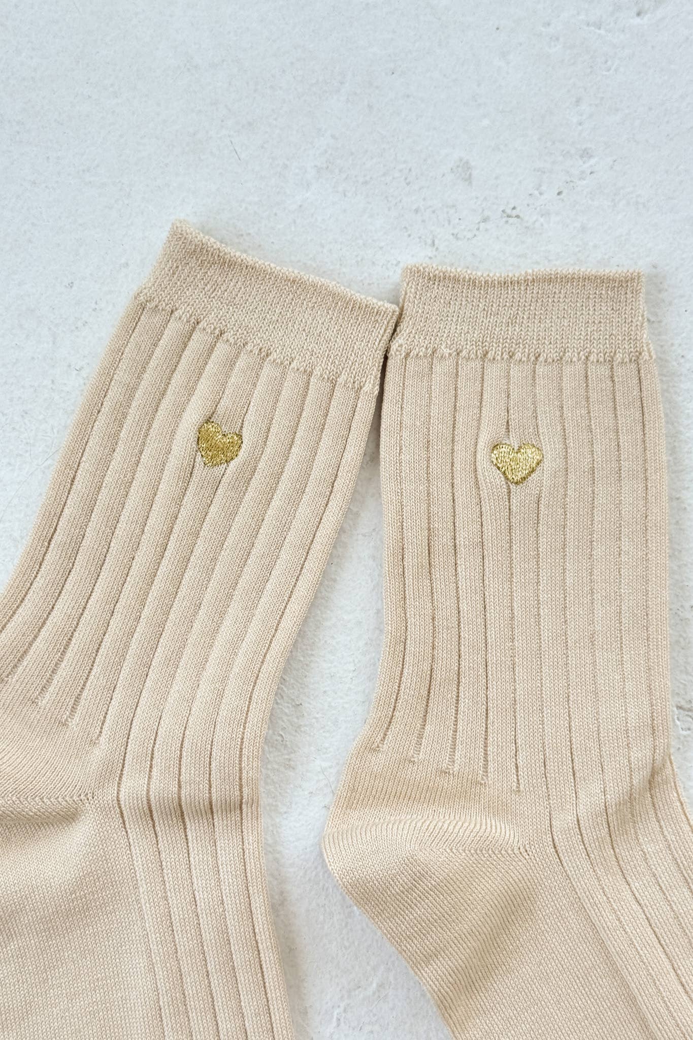 Her Socks - Porcelain + Gold Heart