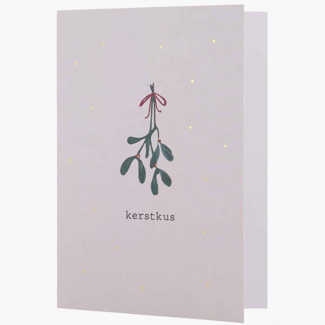 Wenskaart met gouden envelop - Kerstkus