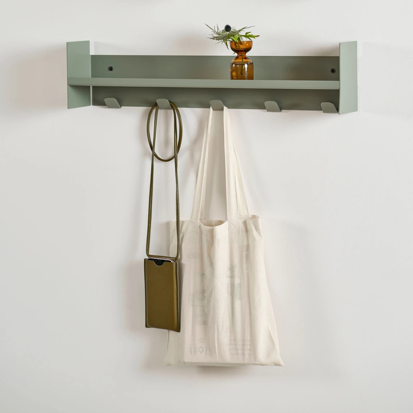 pli wall shelf with hooks - slim version