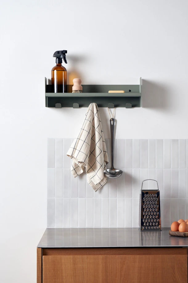 pli wall shelf with hooks - slim version