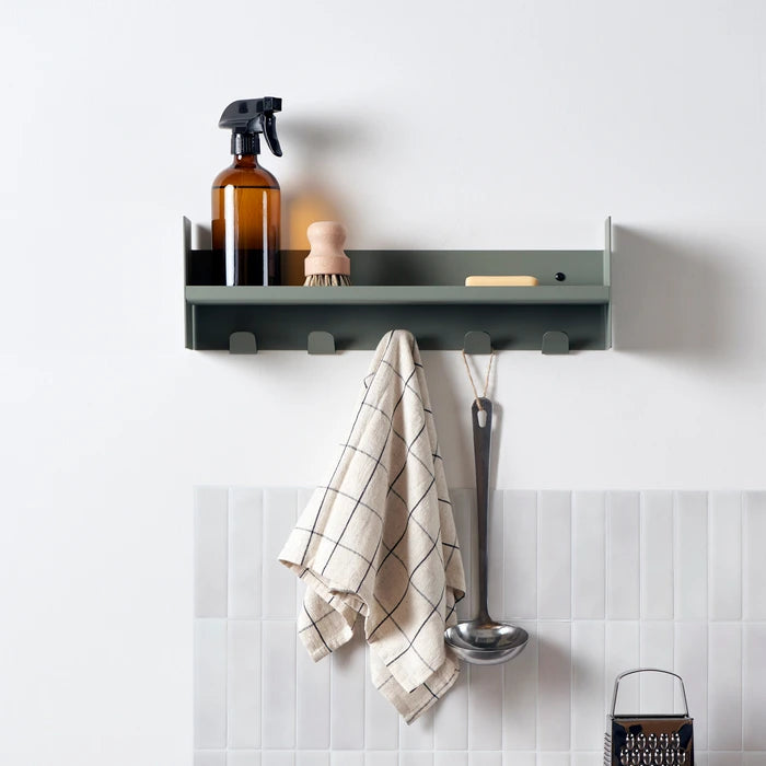 pli wall shelf with hooks - slim version