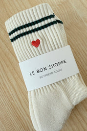 embroidered boyfriend socks - heart