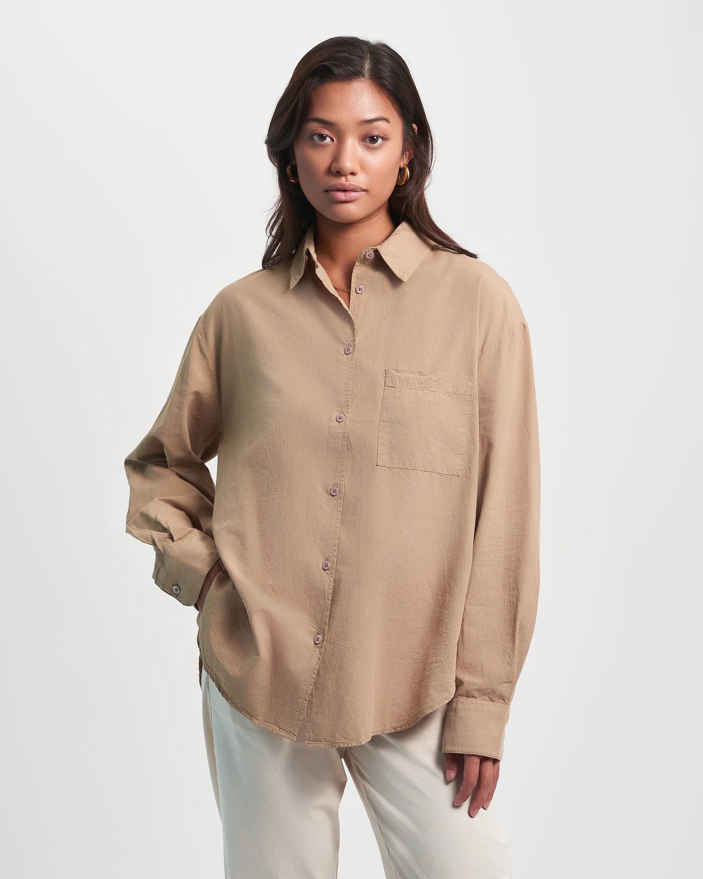 Organic Oversized Shirt - Ivory white