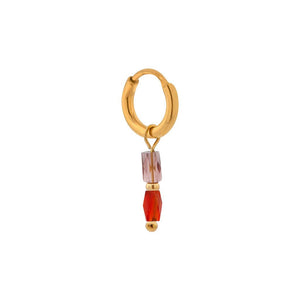 Oorbel - Terra red hoop goud