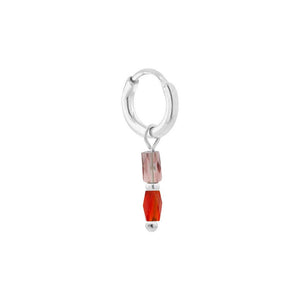 Oorbel - Terra red hoop zilver