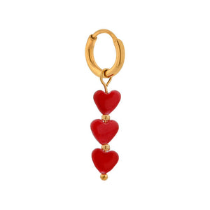 Oorbel - Queen of hearts hoop goud