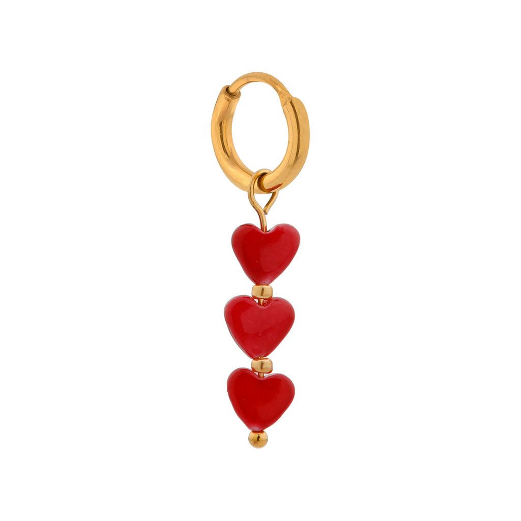 Oorbel - Queen of hearts hoop goud