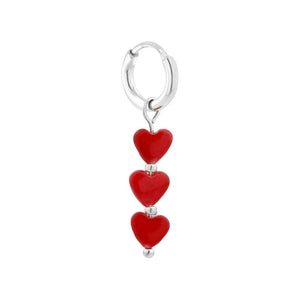 Oorbel - Queen of hearts hoop zilver