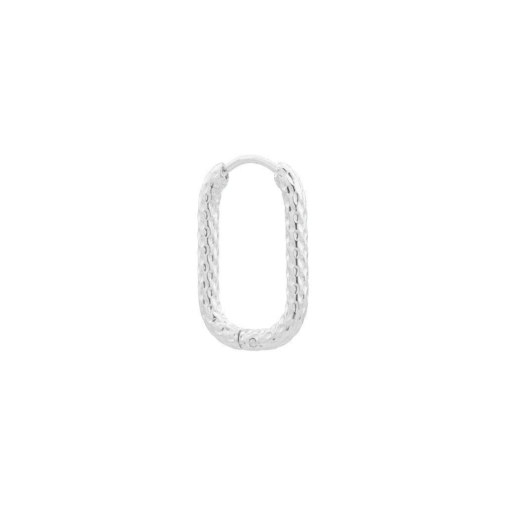 Oorbel - Oval hilly zilver