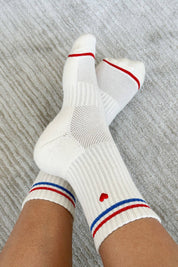 embroidered boyfriend socks - heart