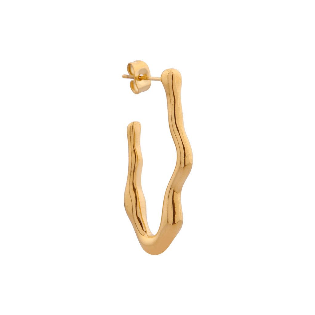 Oorbel - Wavy hoop goud