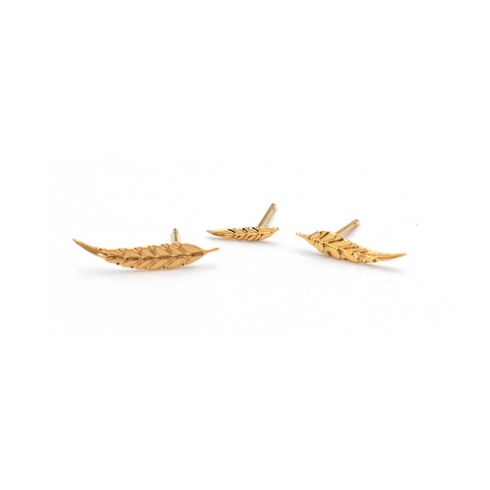 trio oorbellen feuilles