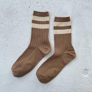 Her Socks Varsity - Espresso