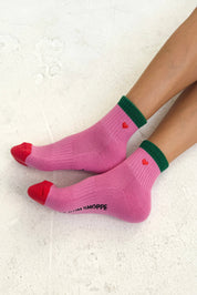 color block girlfriend socks - embroidered heart