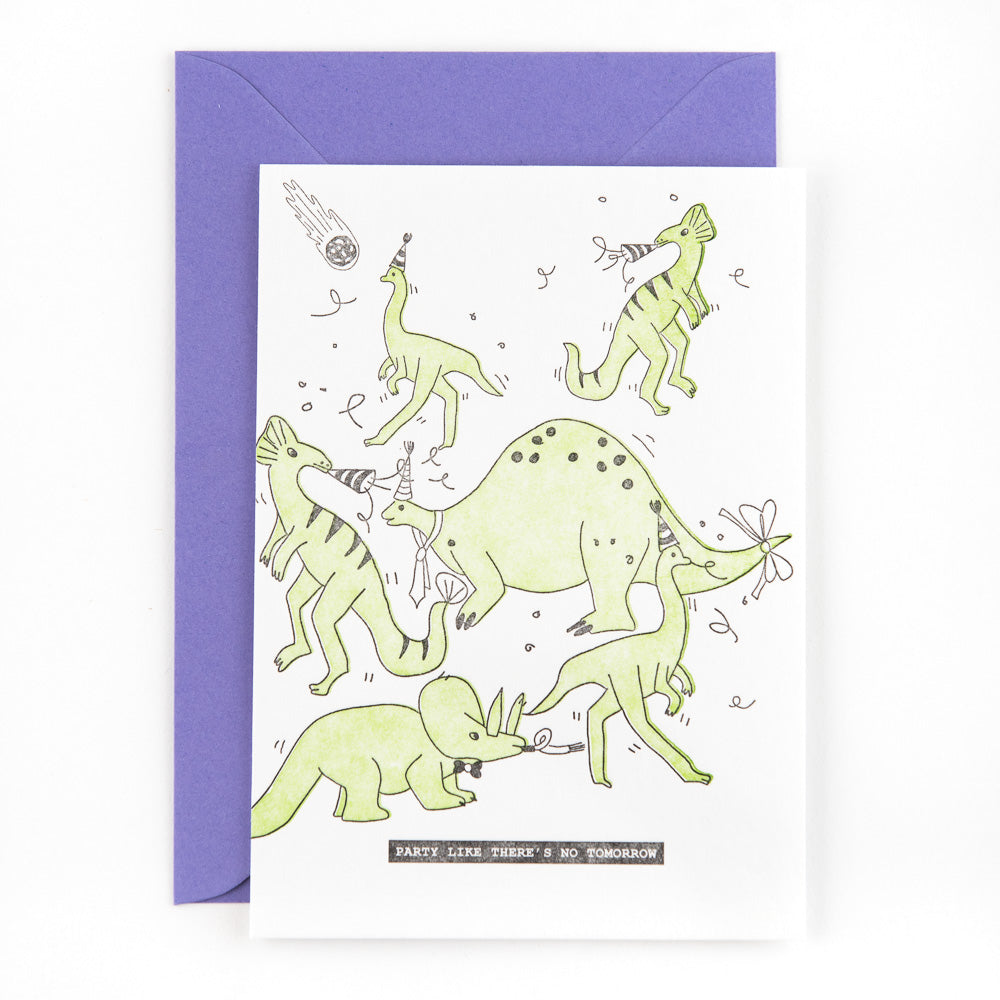 Letterpress kaart - dino party