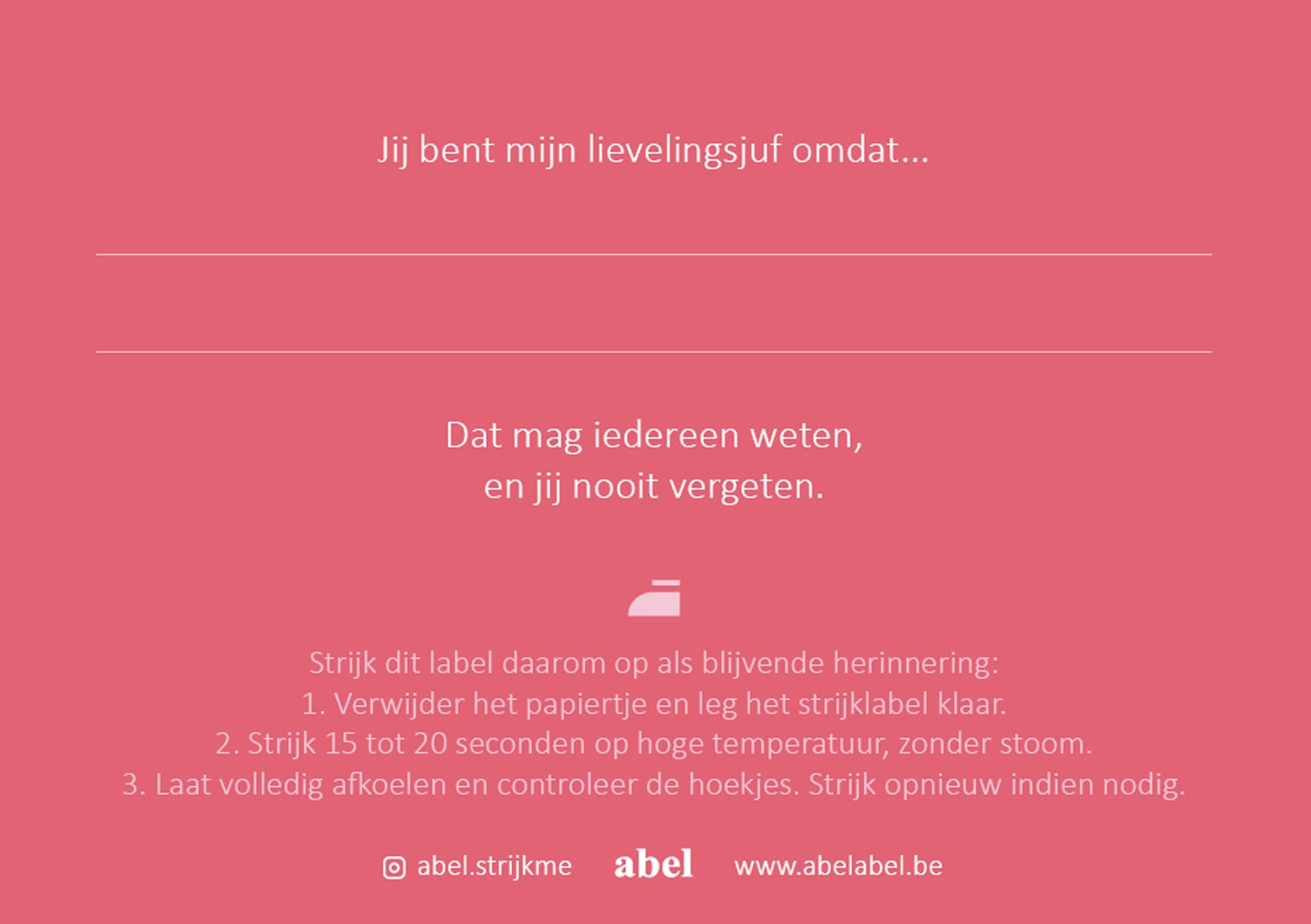 Lievelingsjuf - Strijklabel op kaartje