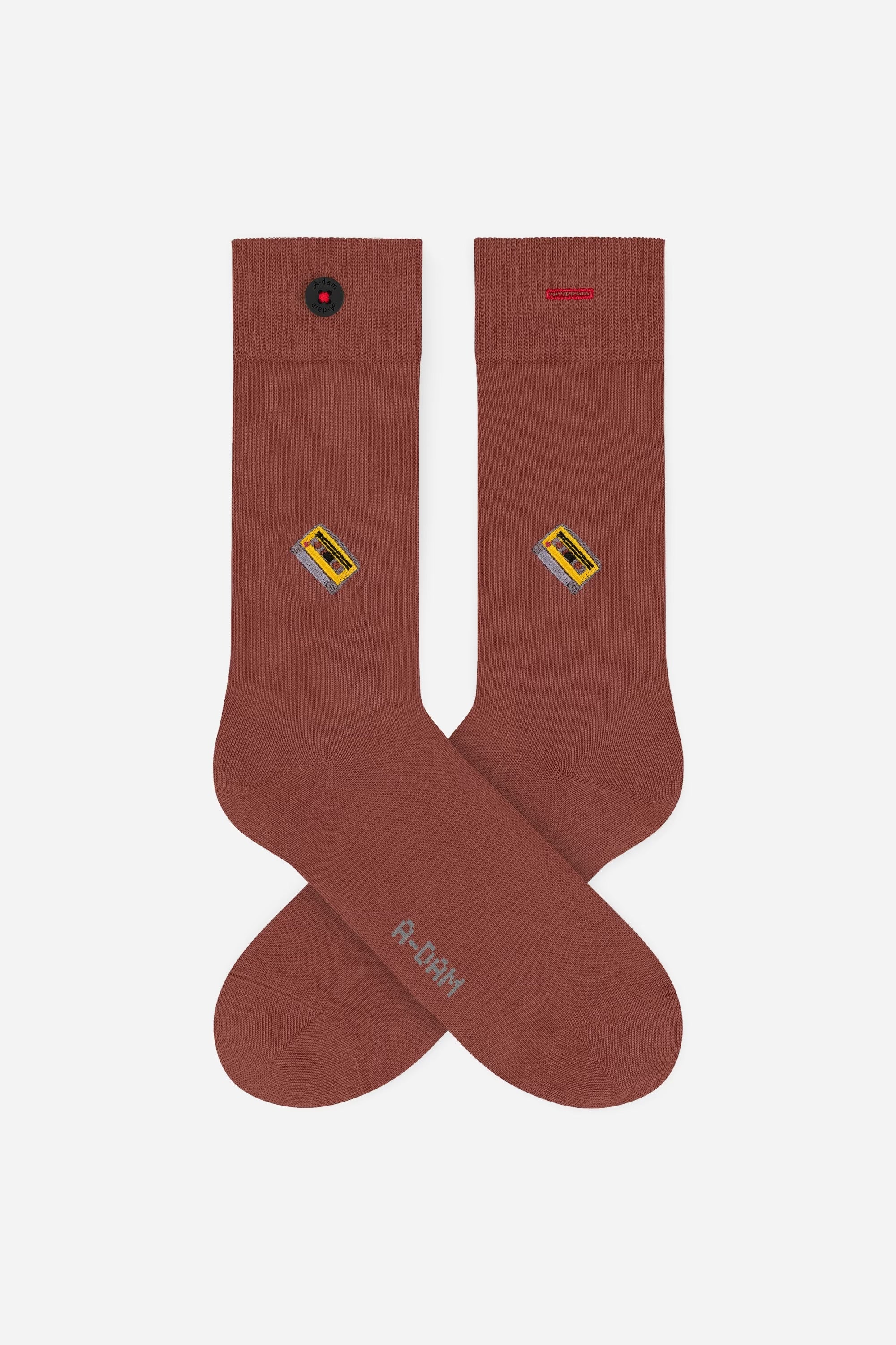 Burgundy cassette tape socks