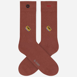 Burgundy cassette tape socks