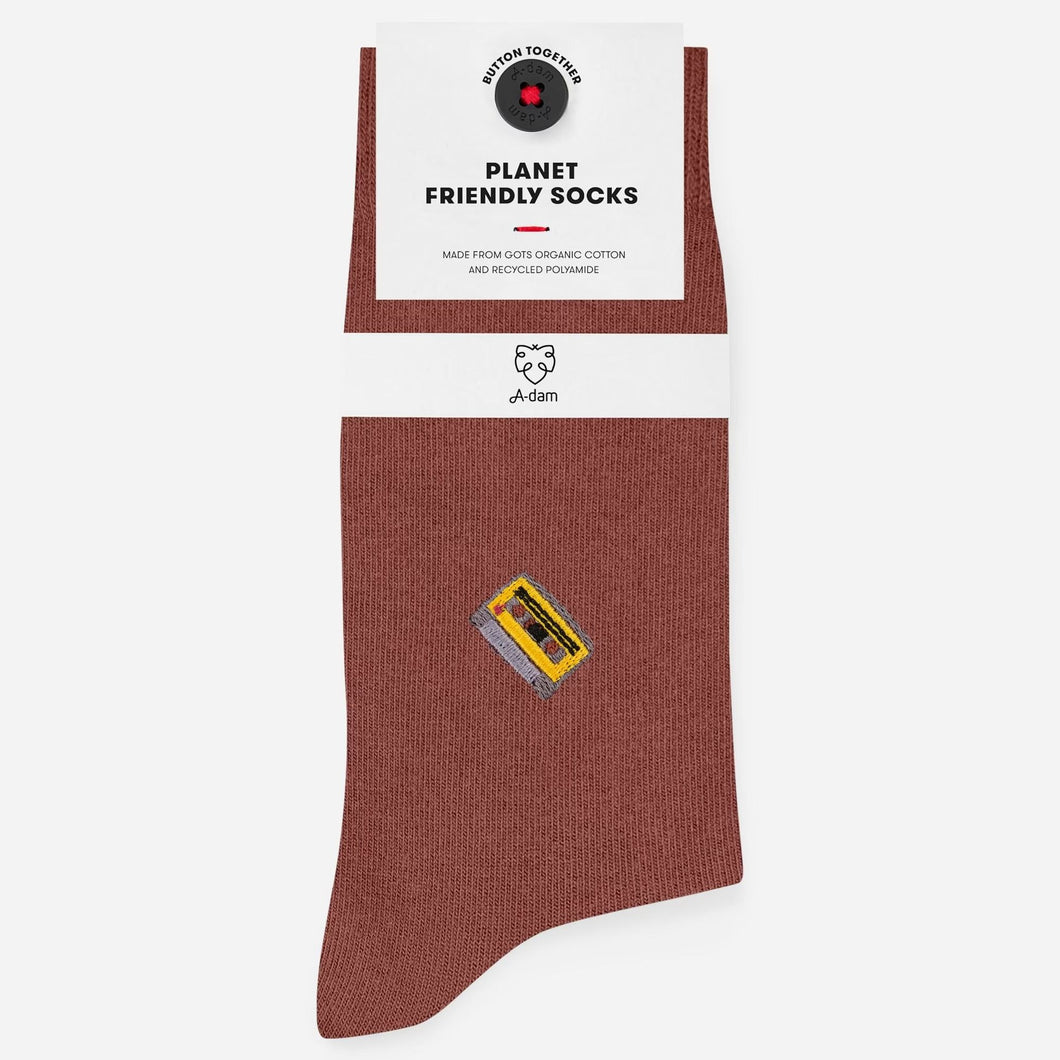 Burgundy cassette tape socks