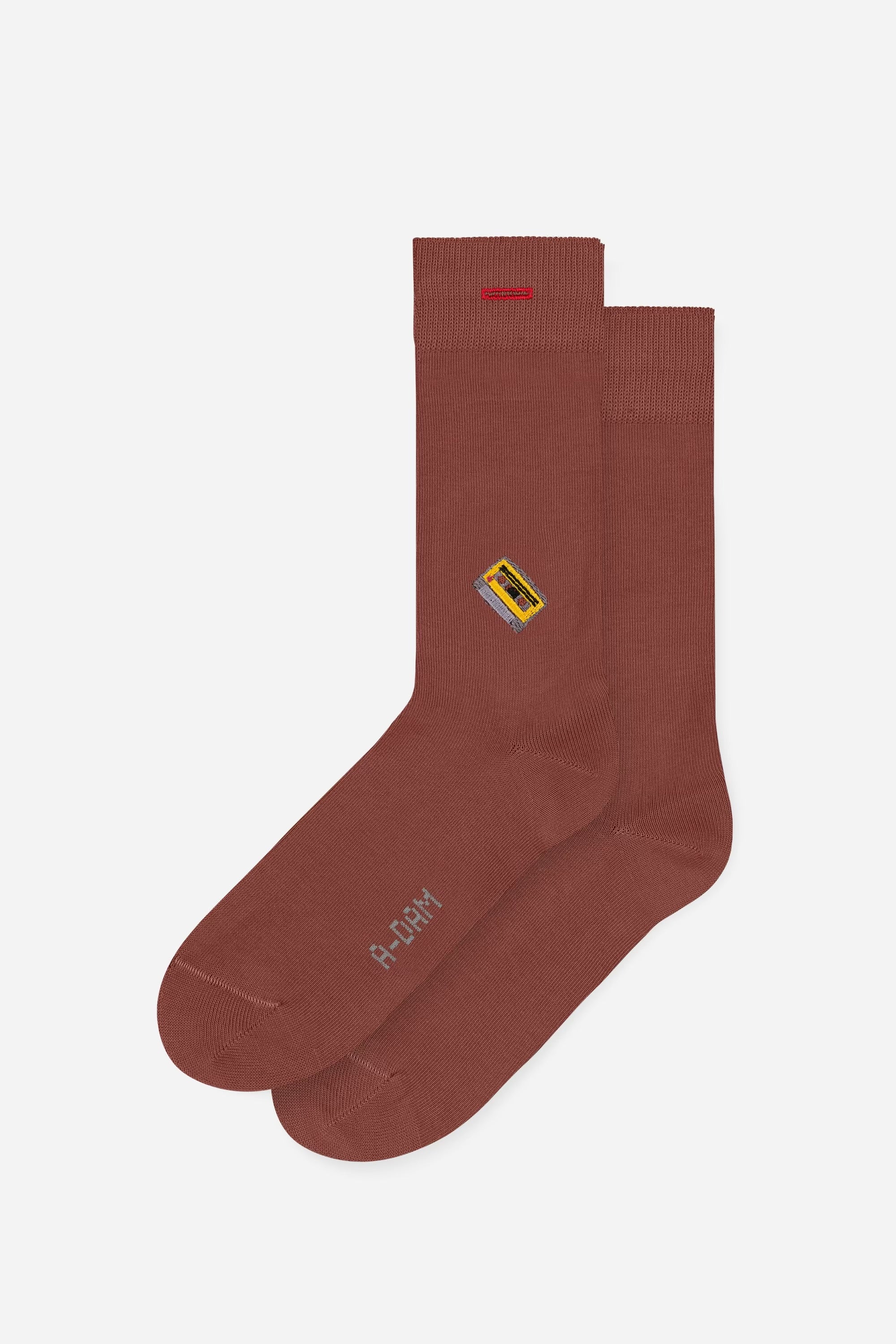 Burgundy cassette tape socks