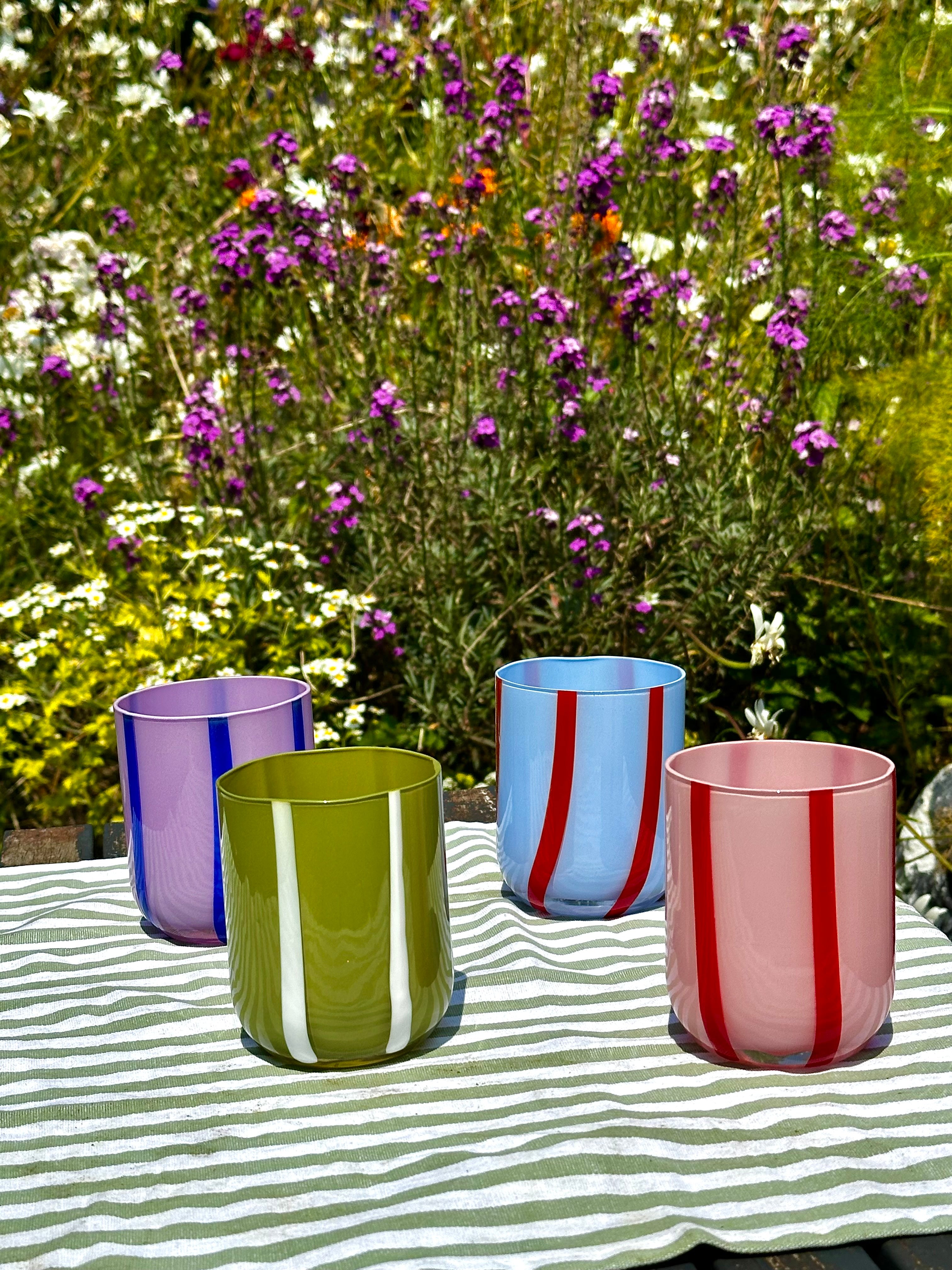 atina drinkglas - lila & blauw