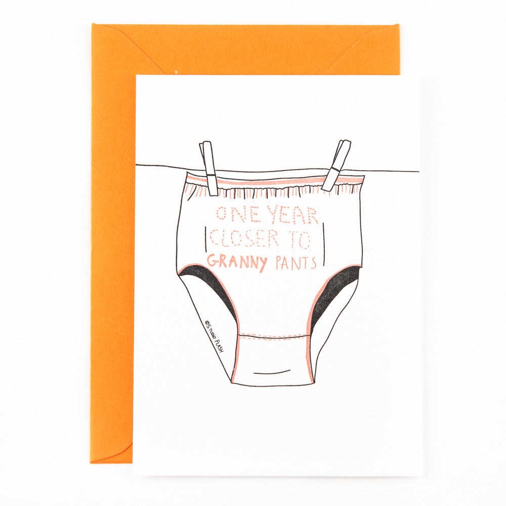 Letterpress kaart - granny pants
