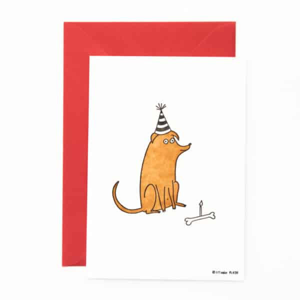 Letterpress kaart - birthday dog with bone