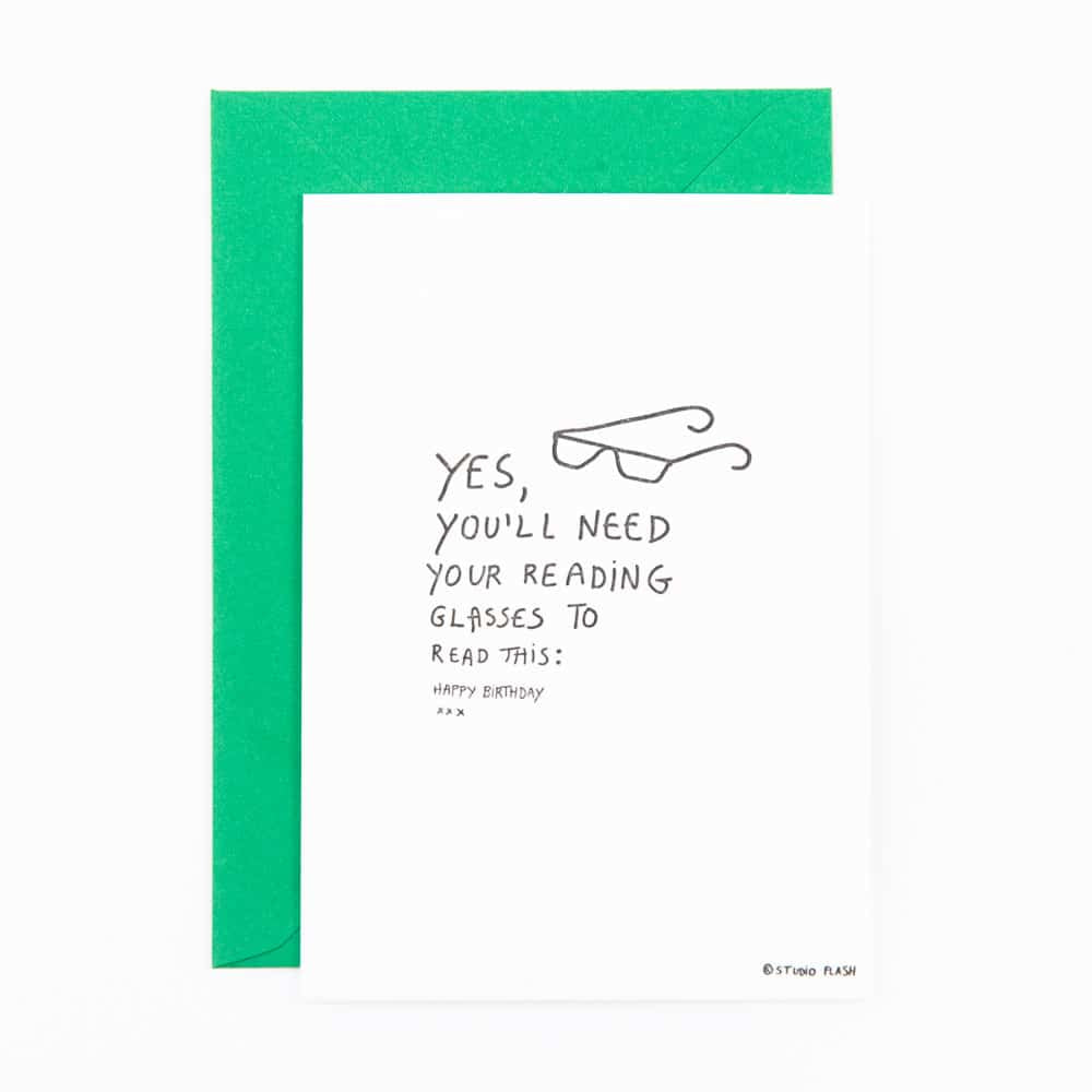 Letterpress kaart - reading glasses