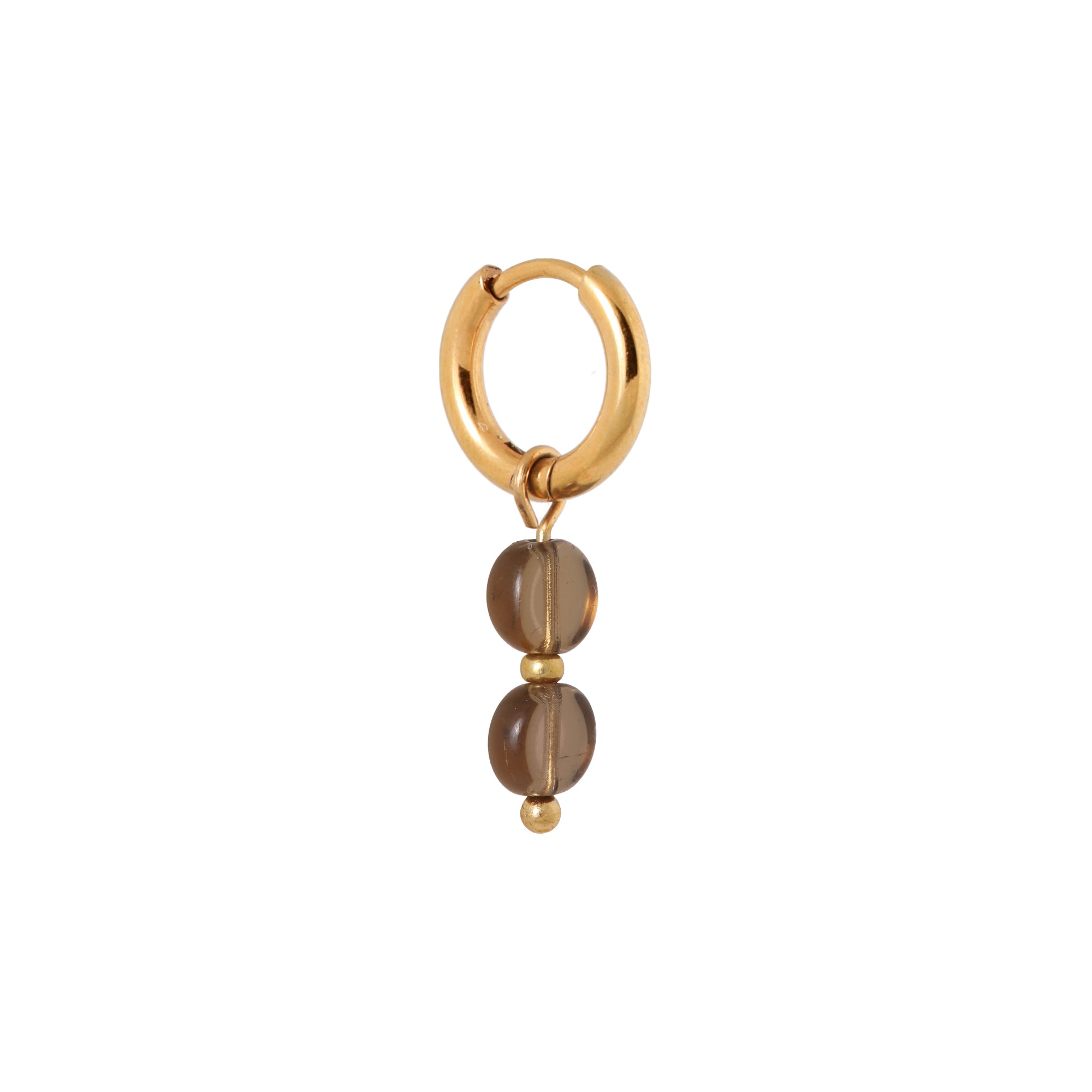 Brown round hoop - oorbel