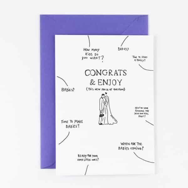 Letterpress kaart - Congrats and enjoy the married life