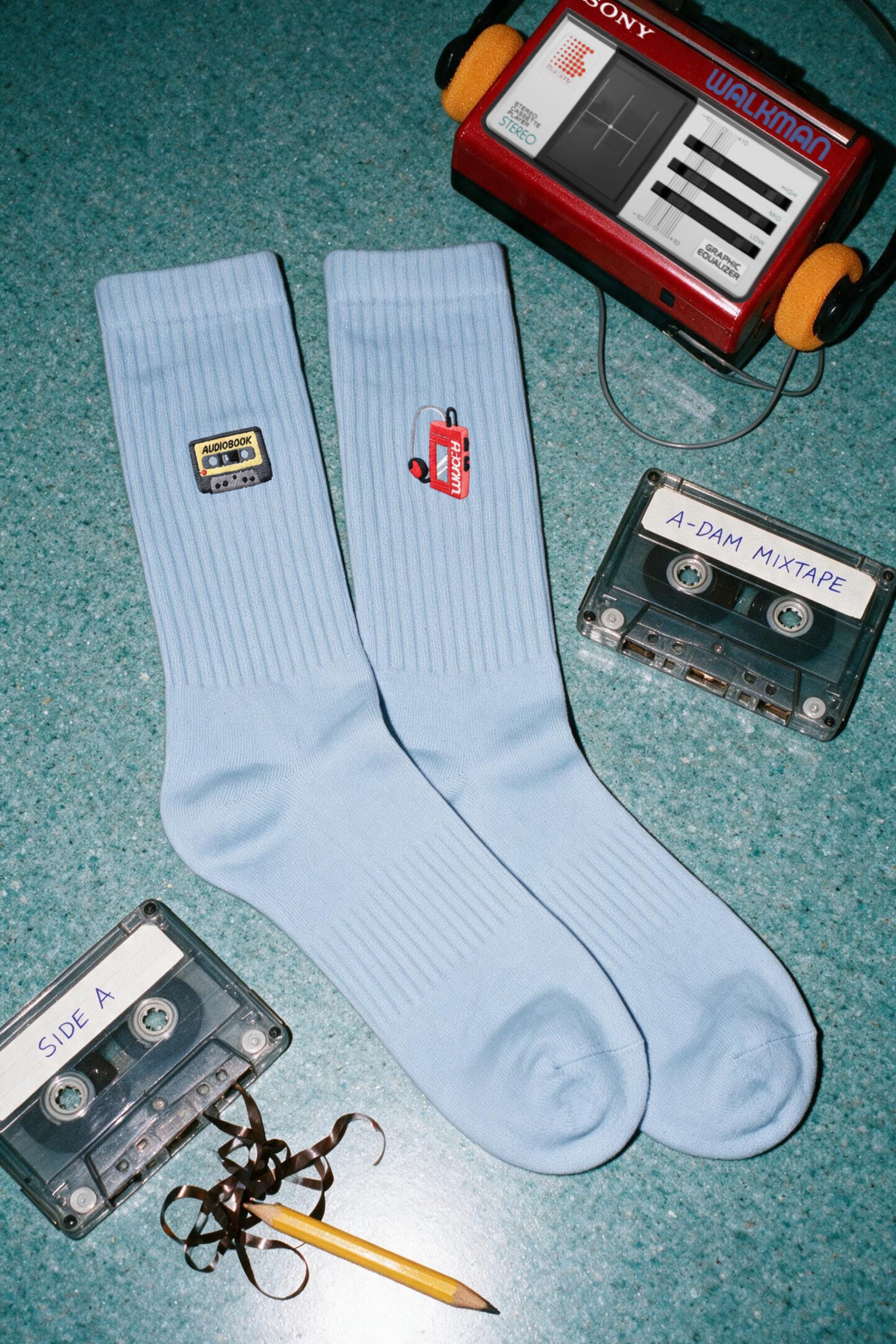 cassette walkman crew socks