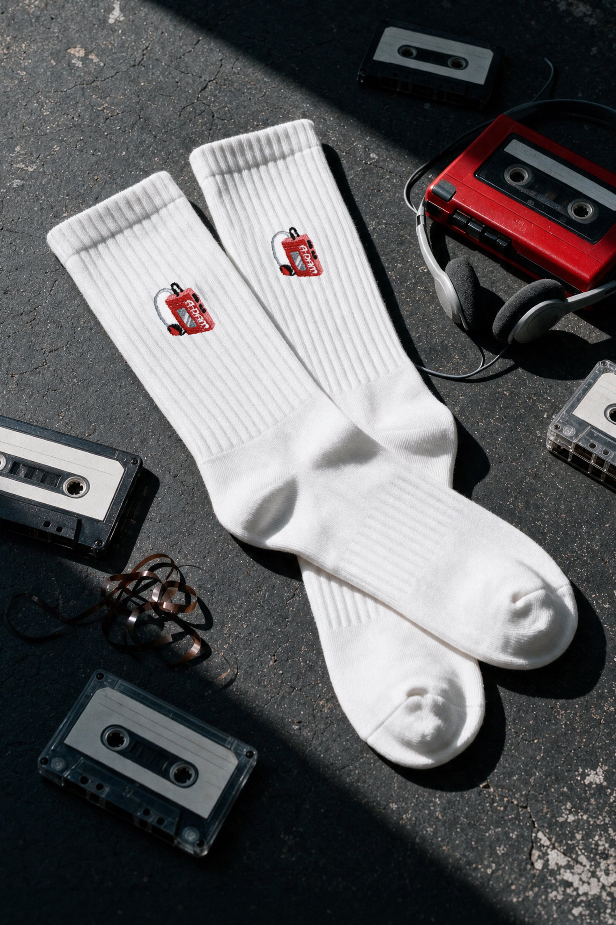crew socks walkman white