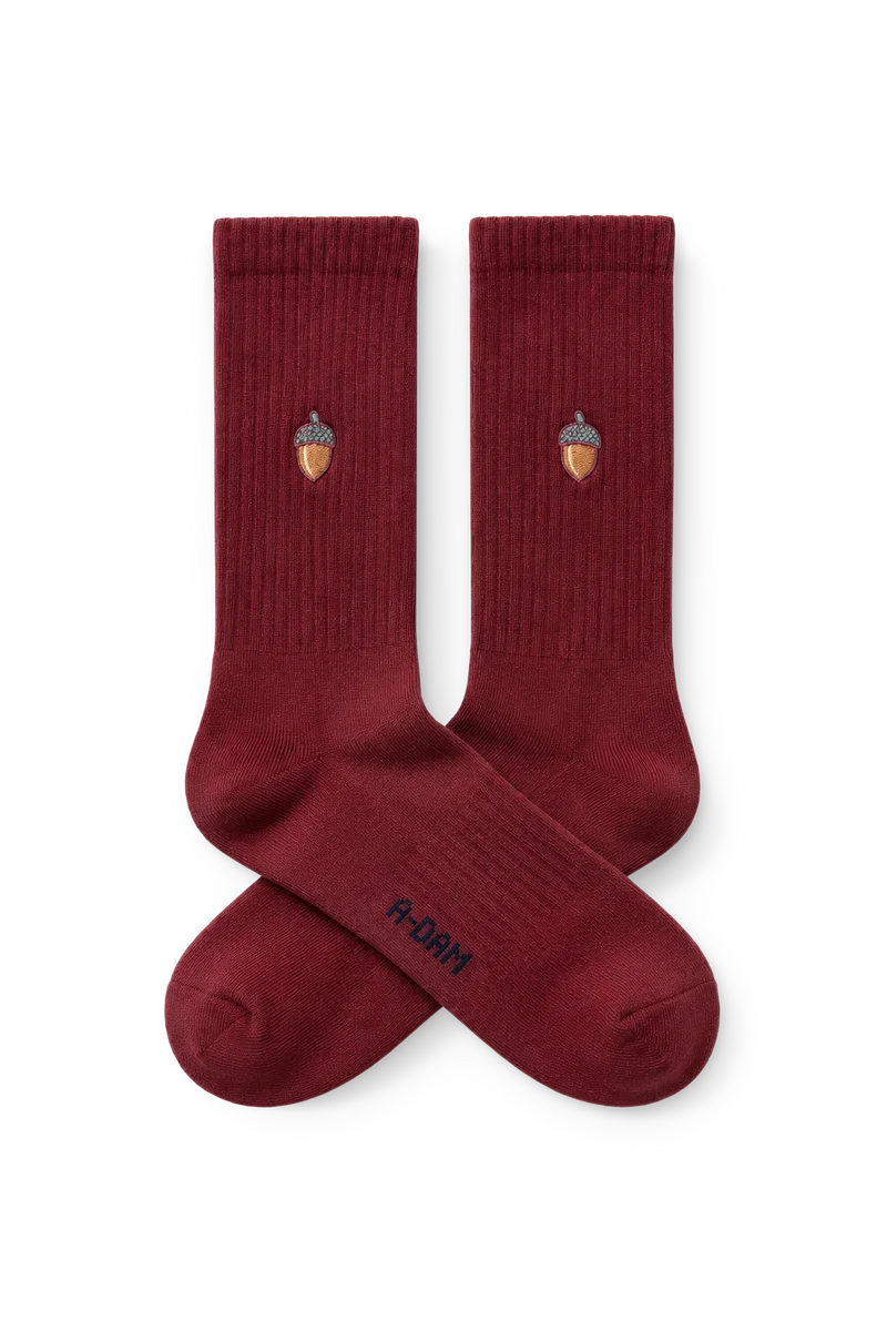 acorn crew socks burgundy