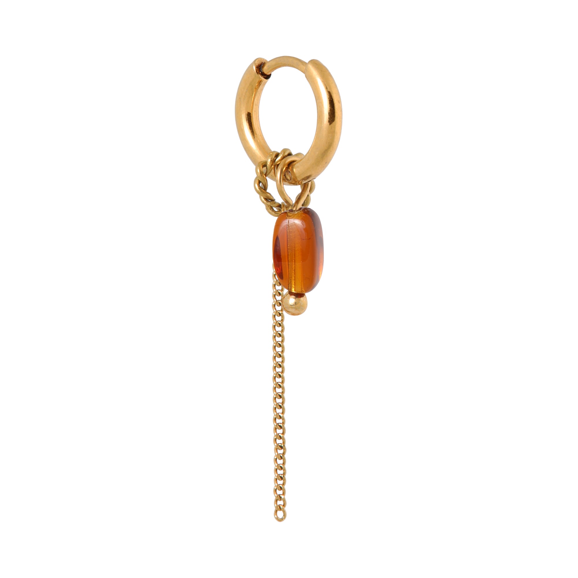 Chain oval brown hoop - oorbel