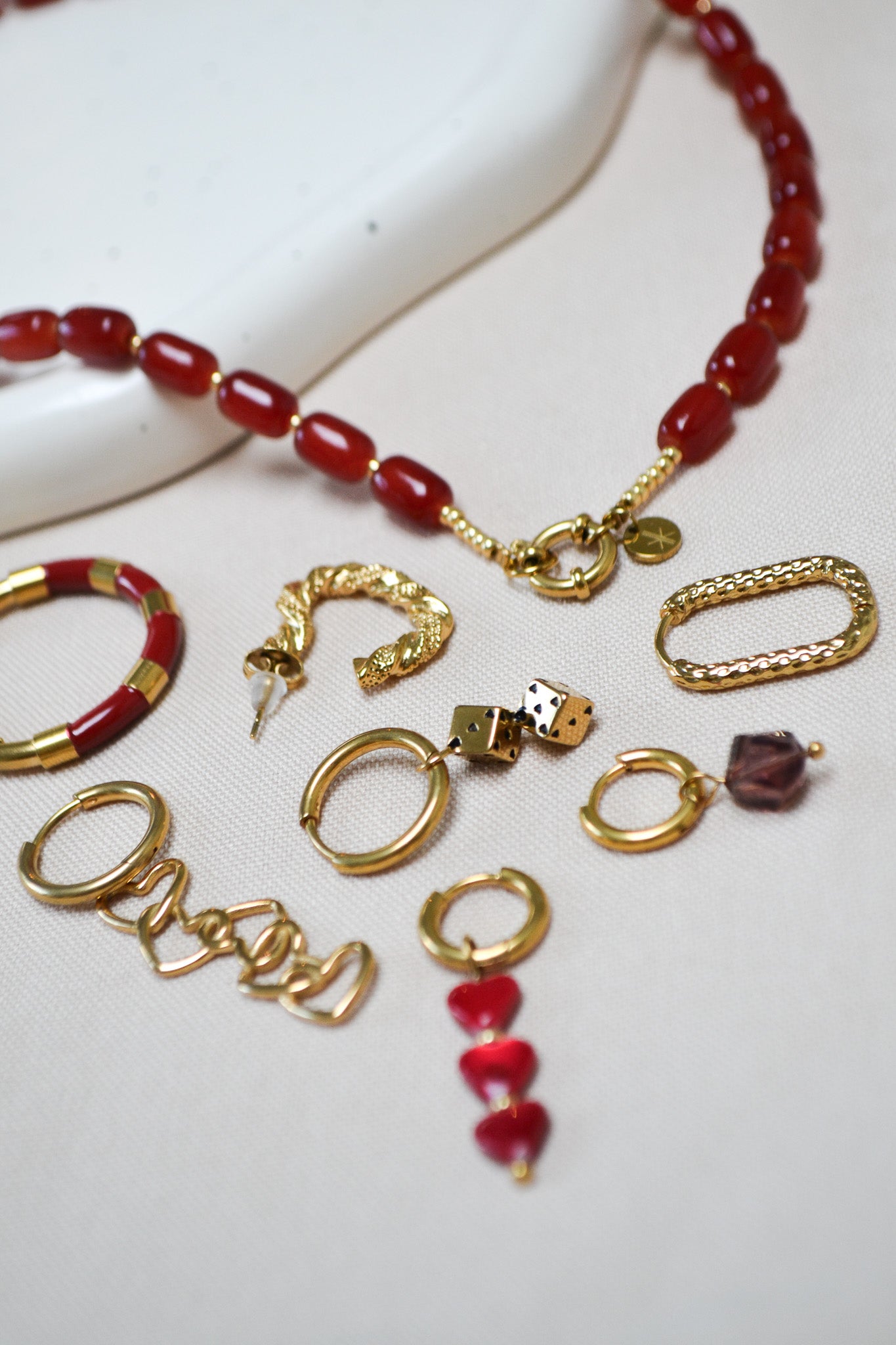 Oorbel - Oval hilly goud