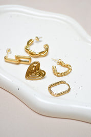 Oorbel - Oval hilly goud