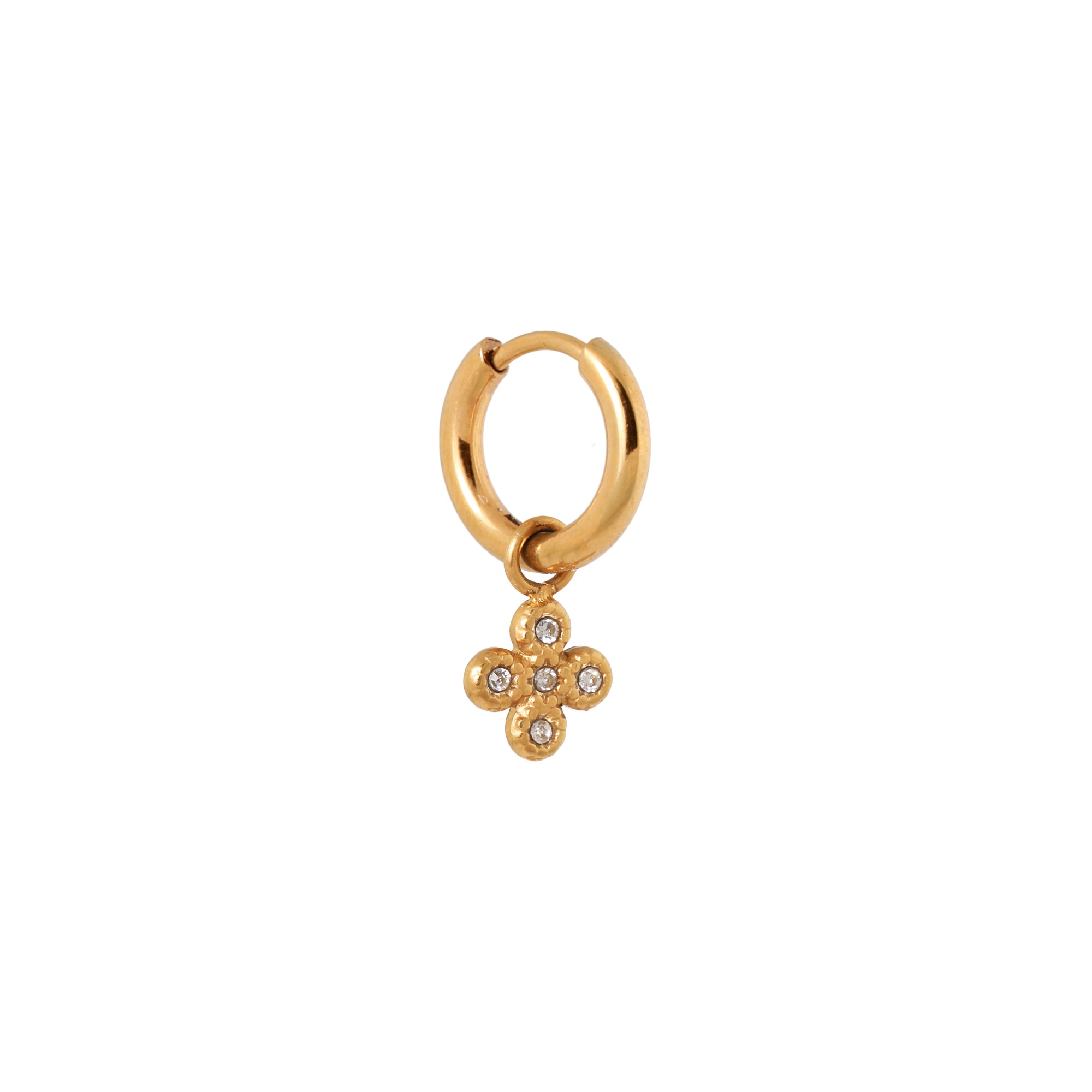 Diamond clover hoop - oorbel