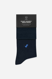 Navy dino dress socks