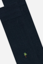 Navy palm tree dress socks