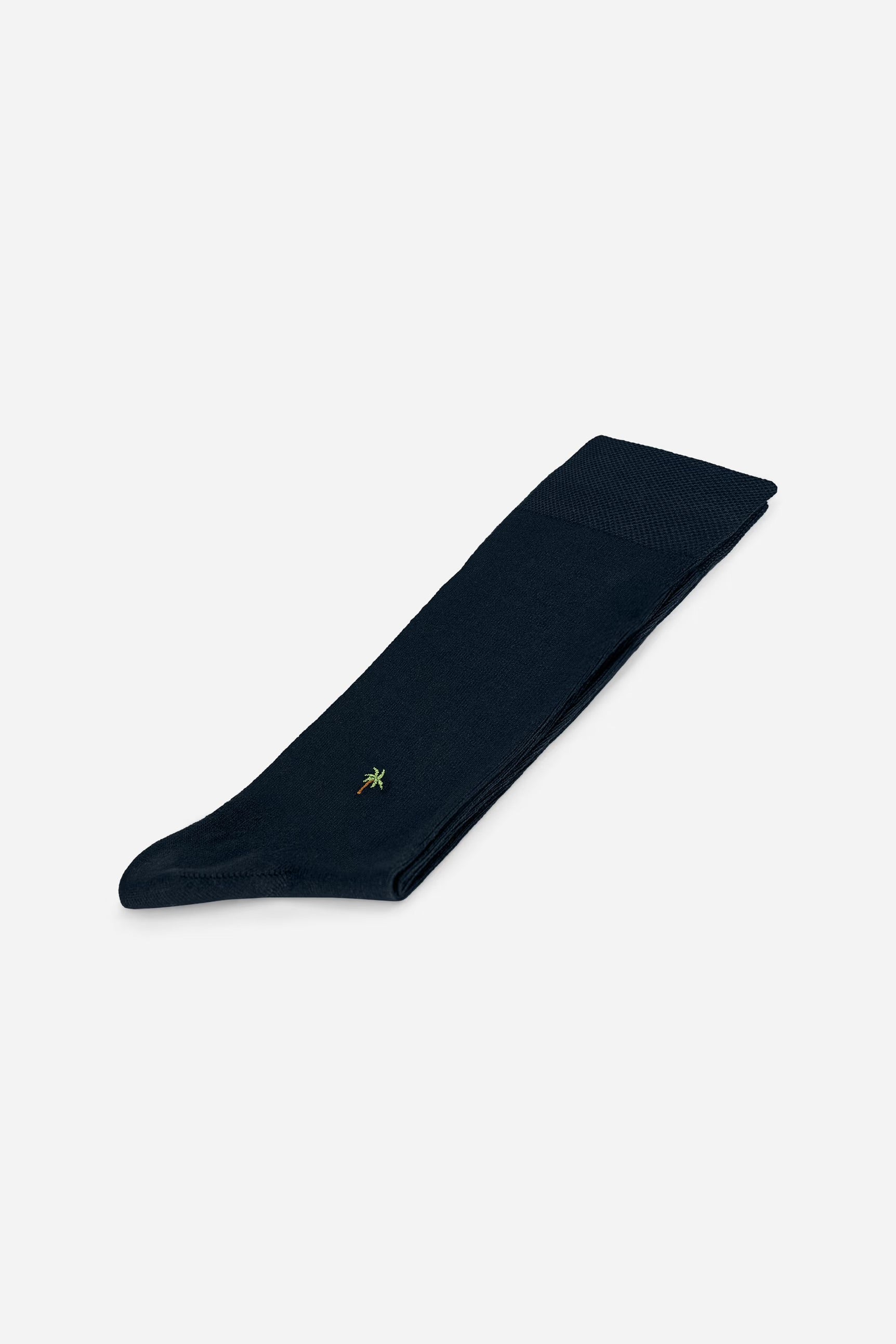 Navy palm tree dress socks