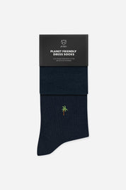 Navy palm tree dress socks