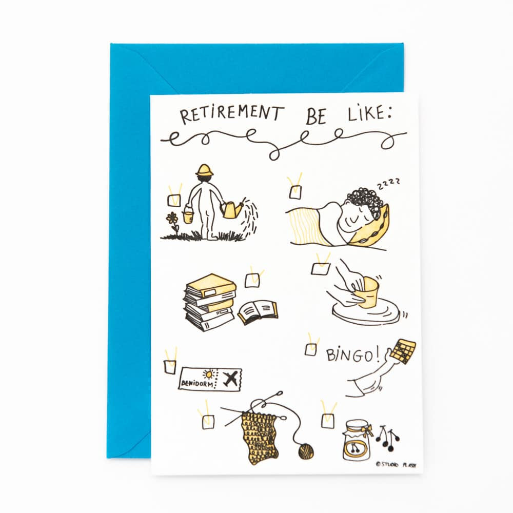 Letterpress kaart - retirement be like