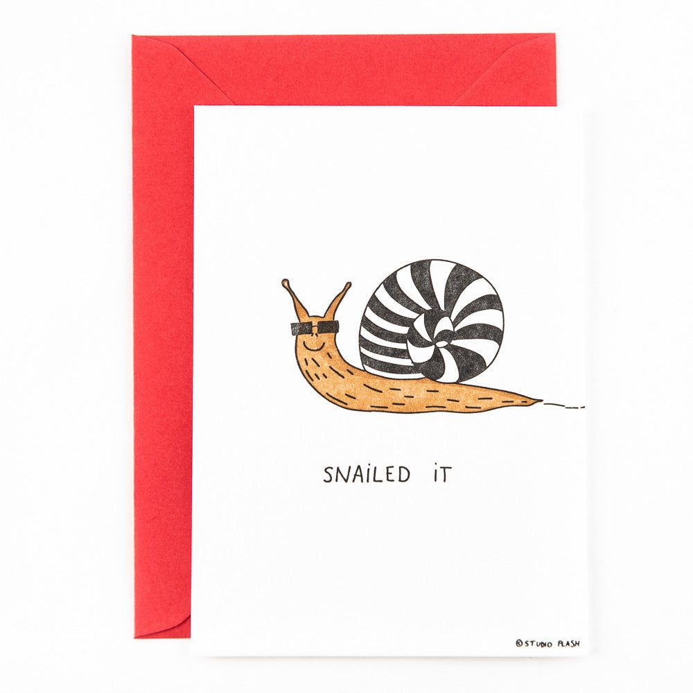 Letterpress kaart - Snailed it