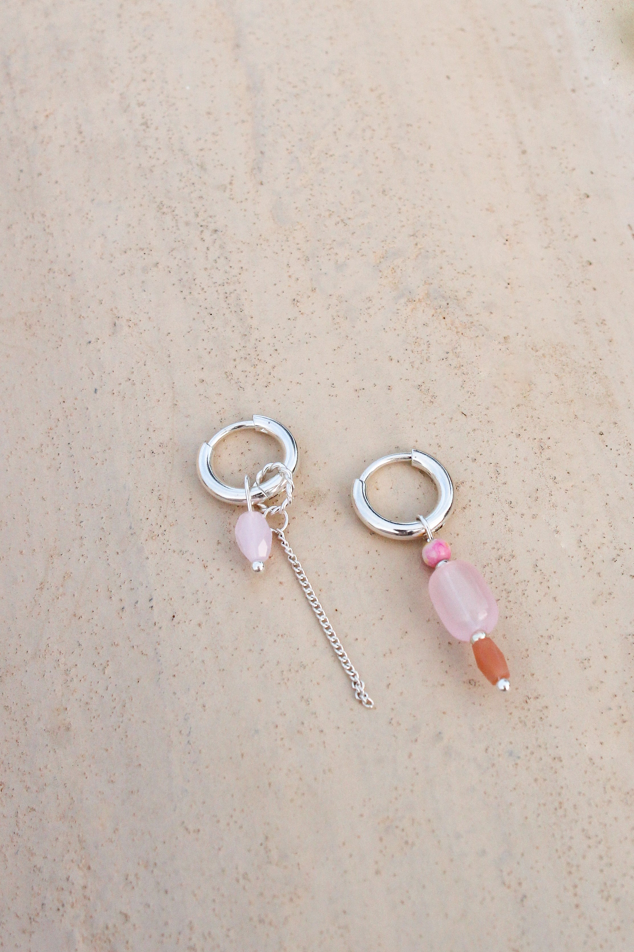 Oorbel - chain nude drop hoop
