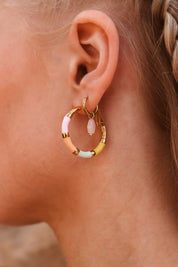 Oorbel - Light pink oval hoop