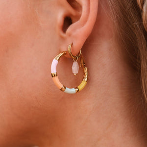 Oorbel - Light pink oval hoop