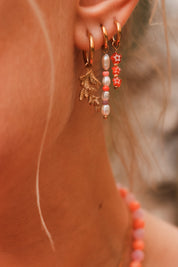 Oorbel - red flowers hoop