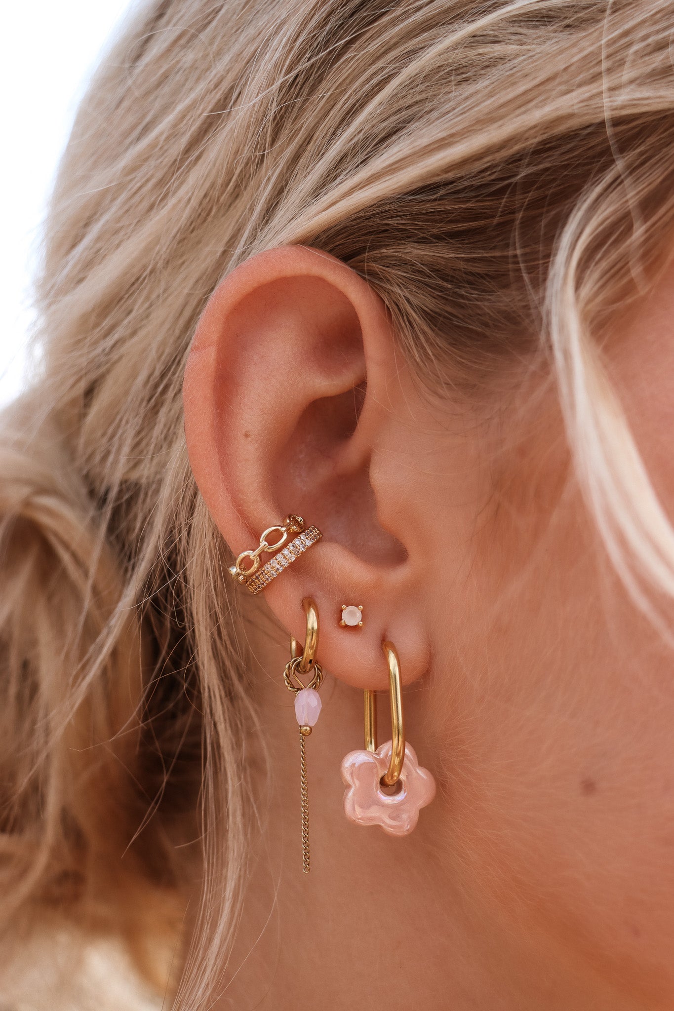 Oorbel - oval flower hoop